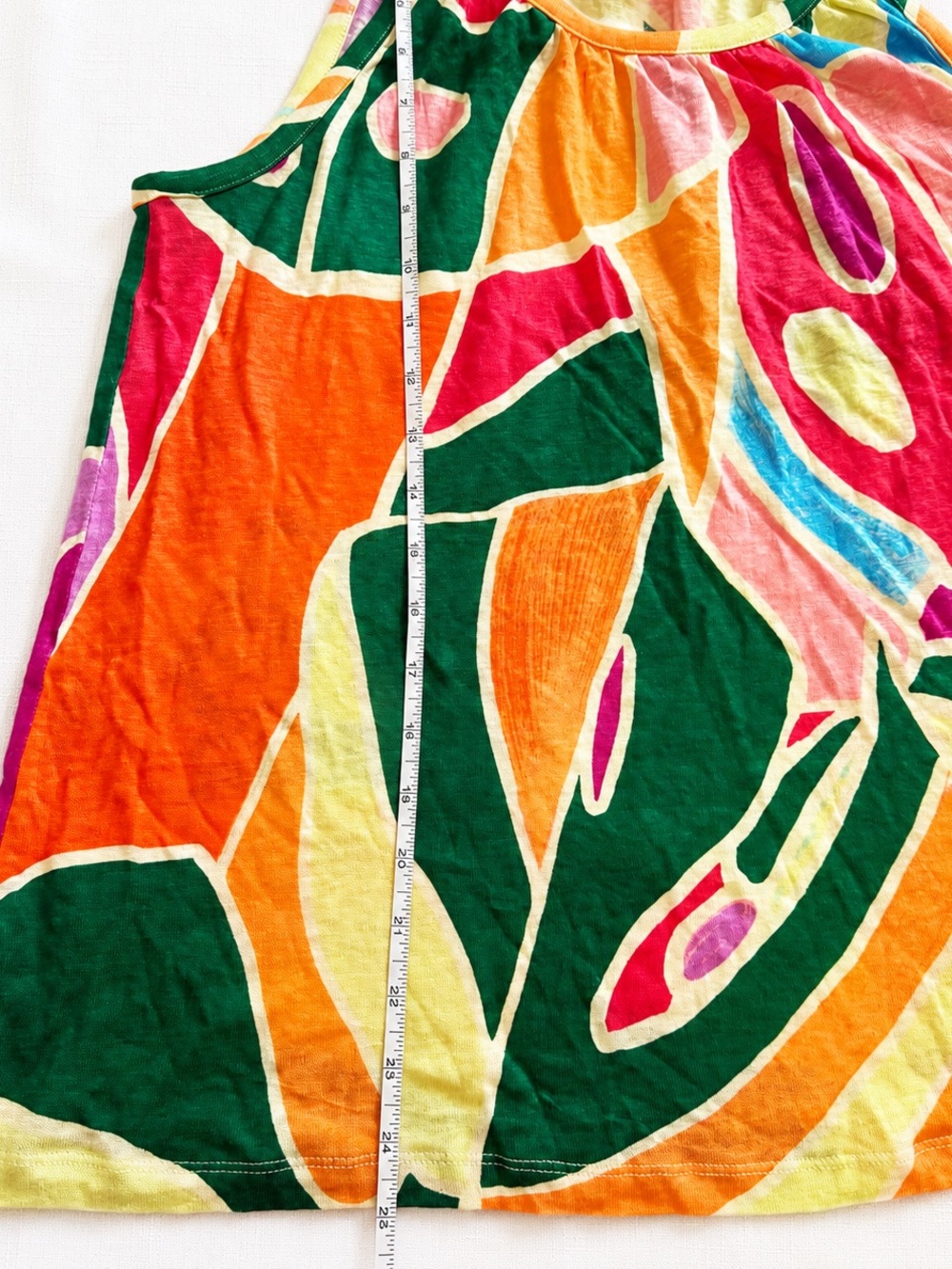 Christian Siriano New York 100% Linen Abstract Tropical Tank Top Size Medium - Picture 5 of 5
